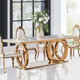 Trueliving  White Luxurious Dinning Table H 30 x W 45 x D 35; Chair : H 34 x W 18 x D 18